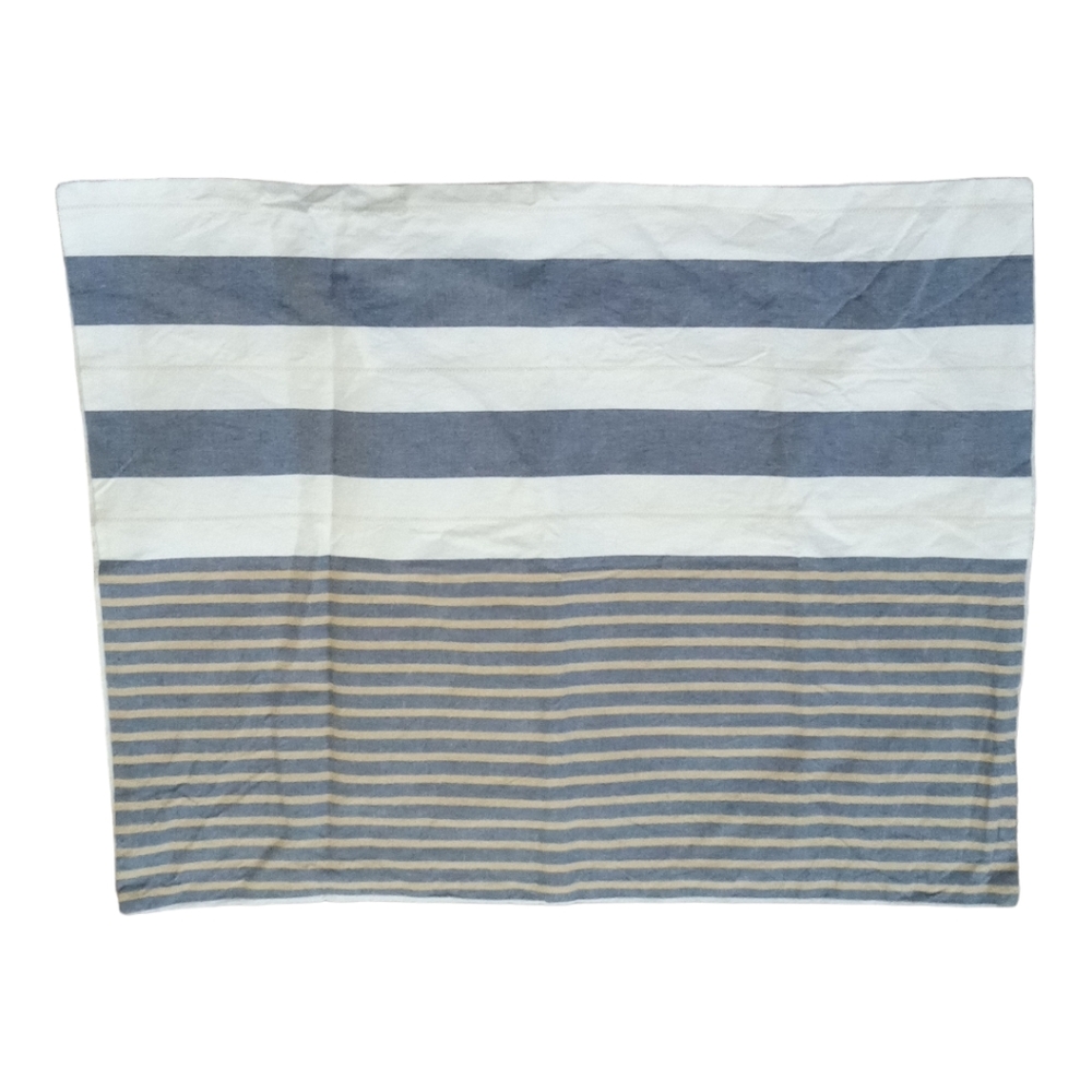Pottery Barn Teen Standard Pillow Sham Blue White Yellow Stripes Cotton